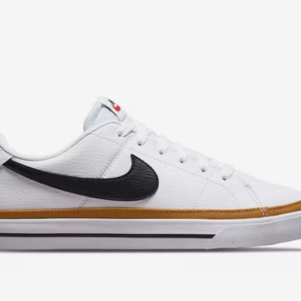 Nike White Sneakers with Gold Trim